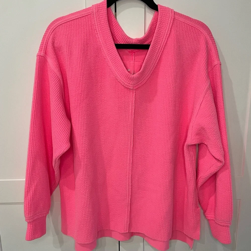 Aerie Neon Hot Pink Oversized Sweater - Picture 3 of 7